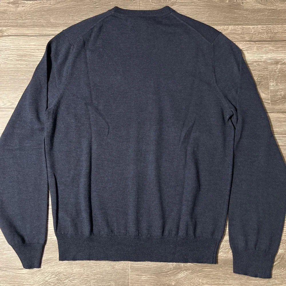 Bloomingdale's The Men's Store 100% Merino Wool Steel Blue Sweater Sz Medium NWT